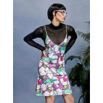 DAYDREAMS AND ICE CREAMS de cuello alto transparente de malla Top & con estampado de dibujos animados Vestido de tirantes/ Talla S