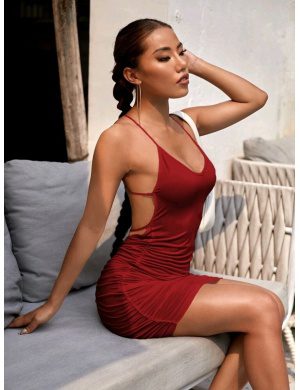 Vestido Cruzado Liso Sexy/ Talla L-XL