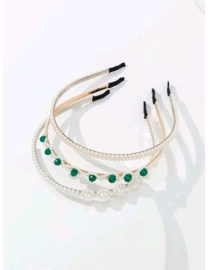 3 piezas Diadema con diseño de perla artificial