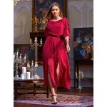Lydia Jiang Vestido blusón unicolor bajo con abertura M/ Talla S-M