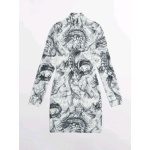 Vestido ajustado con malla de cuello alto con dragón chino/ Talla XL