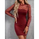 Vestido ajustado de lunares de malla de espalda con abertura de ojo/ Talla L